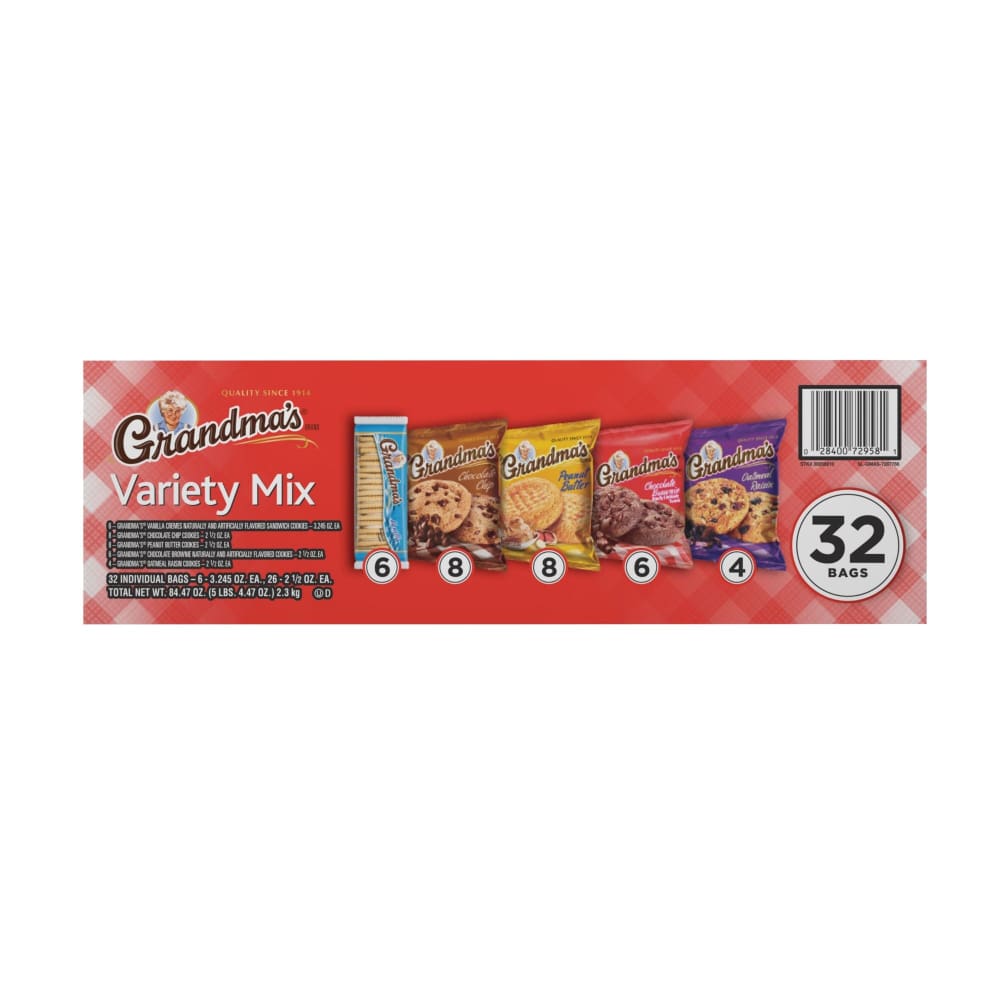 Grandmas Cookies Variety Pack 32 Pk Shelhealth 0823