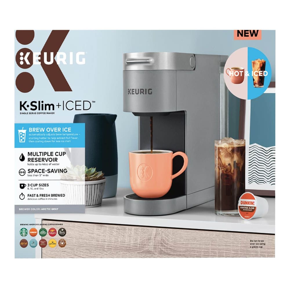 Keurig K-Slim + Iced Single Serve Coffee Maker, Brews 8 to 12oz. Cups, Gray