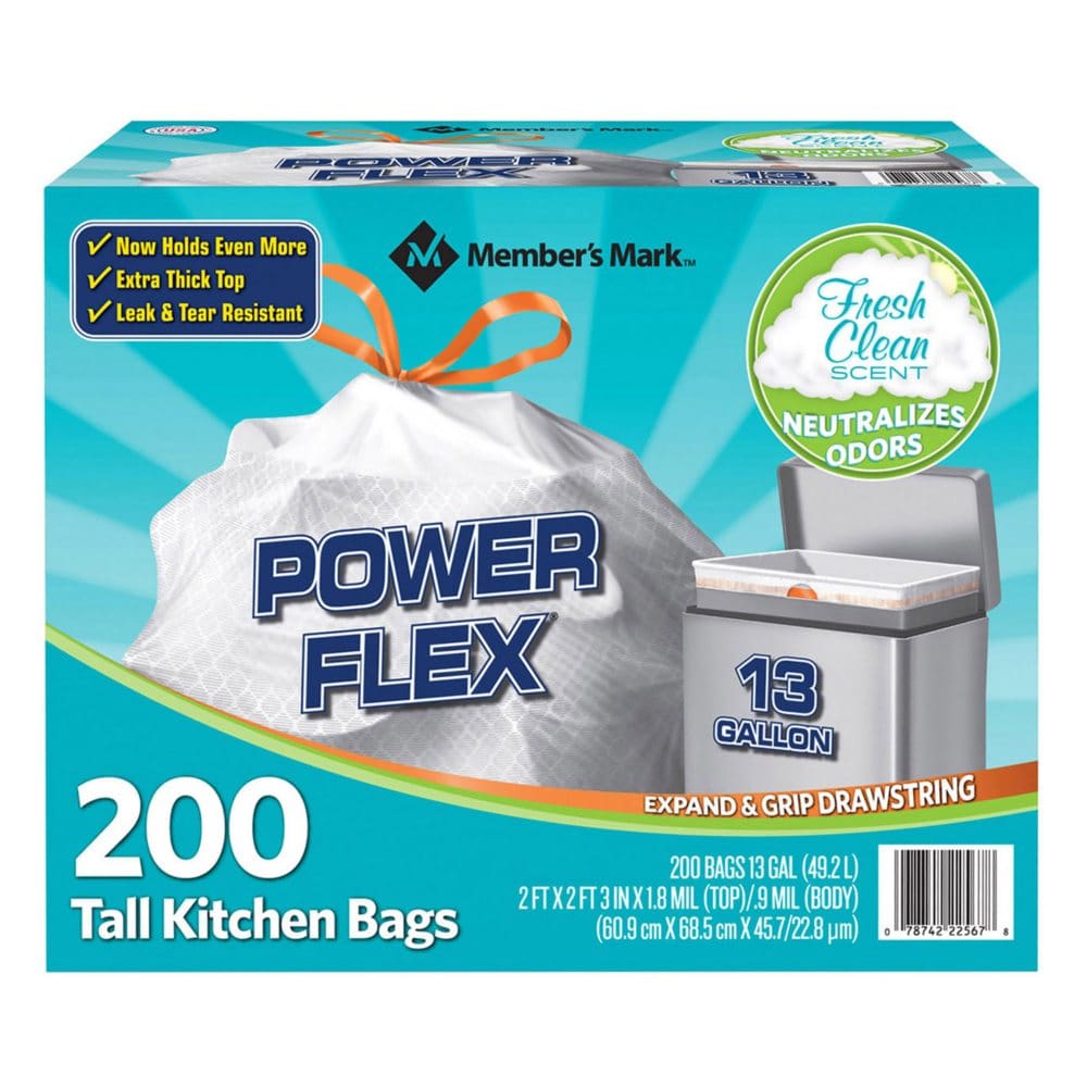 Odor Control Tall Kitchen Drawstring Bags, Fresh Clean, Shop