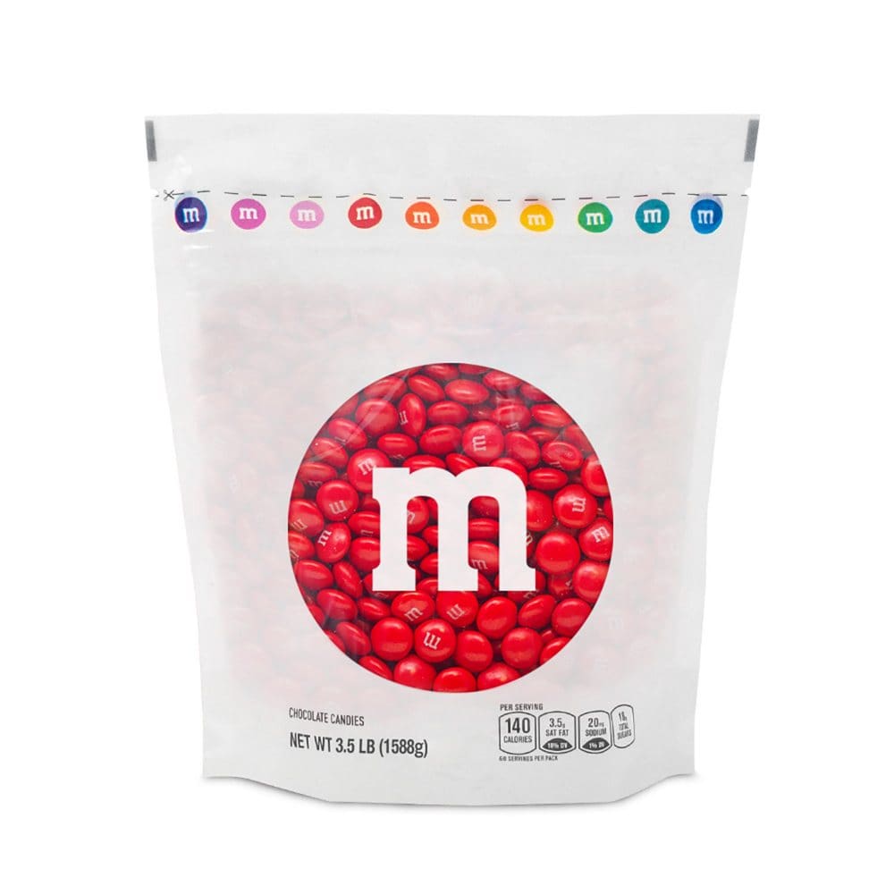 M&Ms Milk Chocolate Bulk Red Candy- 5Lbs Of Bulk Resealable Bag Of