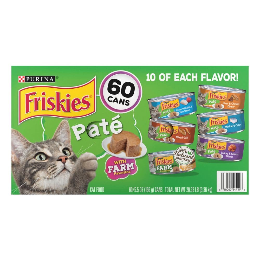 Purina Friskies Pate Wet Cat Food Mainline Favorite Variety Pack 5.5 oz. 60 ct. ShelHealth