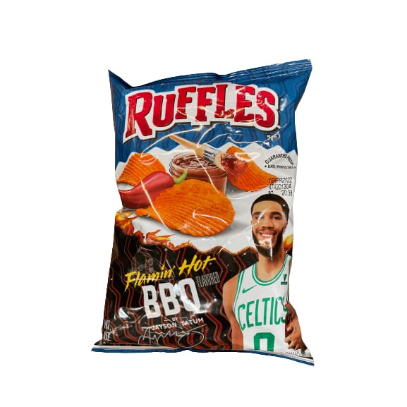 Ruffles Flamin' Hot Bbq Jason Tatum Flavored Potato Chips, 8 Oz Bag 