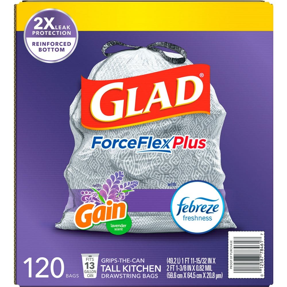 Glad ForceFlex 13-Gallons Gain Lavender White Plastic Kitchen