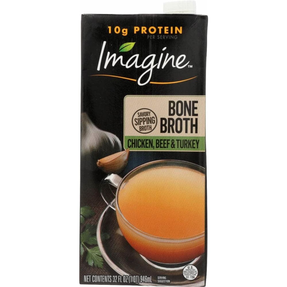 IMAGINE Chicken Beef And Turkey Bone Broth, 32 fo (Case of 3) ShelHealth