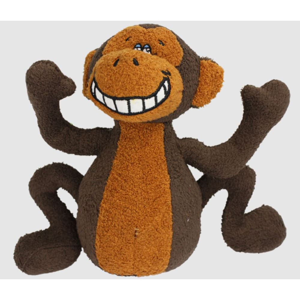 Multipet Deedle Dude 8-Inch Monkey Plush Dog Toy, Brown