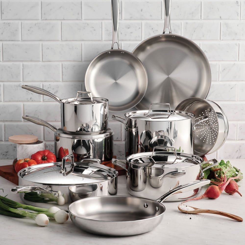 Made In Cookware - 10 Pc Stainless Steel Pot Pan Set - 5 Ply Clad