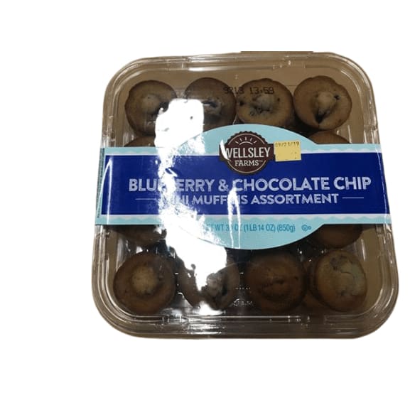 Wellsley Farms Mini Muffins, Blueberry and Chocolate Chip, 32 ct.