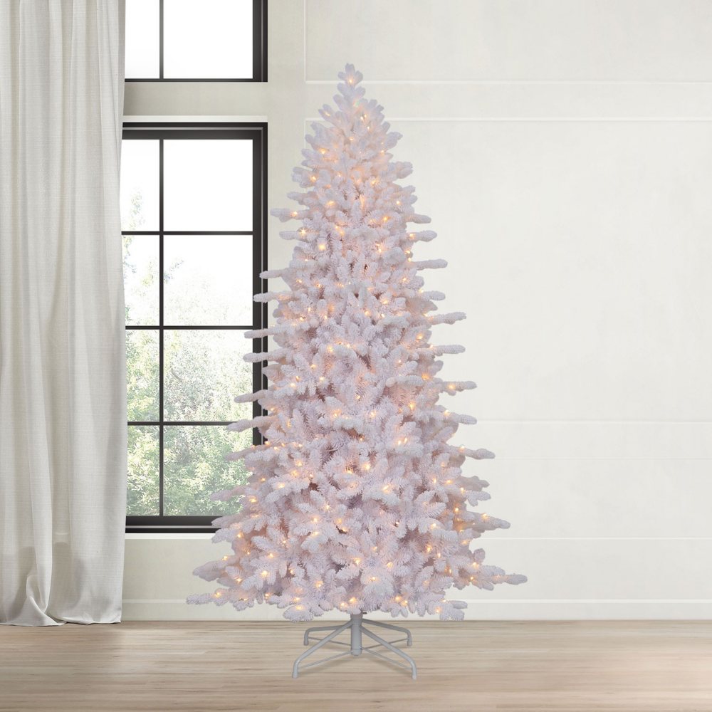 Member's Mark 7.5' Flocked White Fraser Fir Pre-Lit Christmas Tree