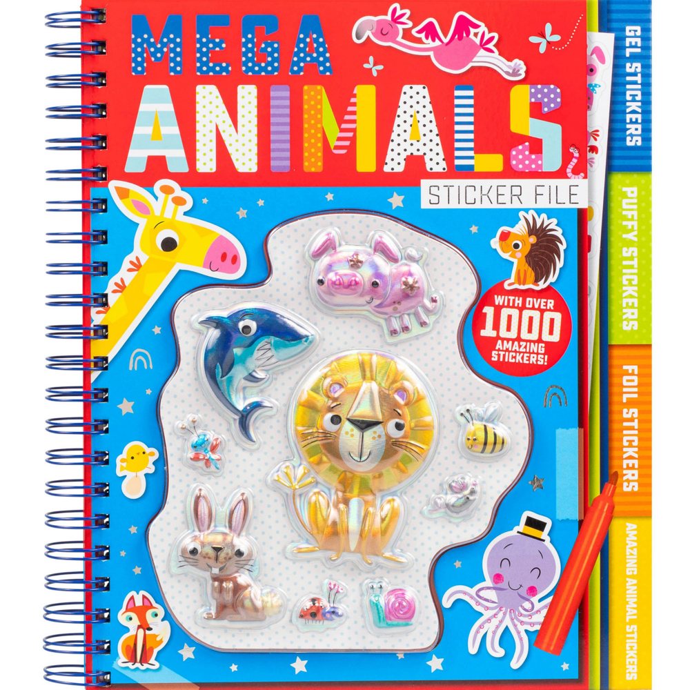 Sam's Exclusive - Mega Animals Sticker File, Spiral Bound