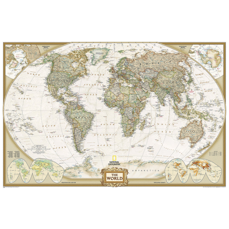 World Executive Map Enlarged Laminated