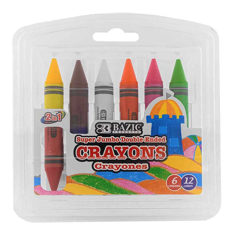 12Ct Super Jumbo Crayons Double End Premium (Pack of 12) - Crayons - Bazic Products