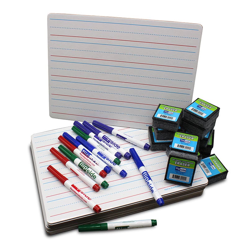 12St 9X12 Ruled 2-Sided Dry Erase with Colored Pens & Erasers - Dry Erase Boards - Flipside