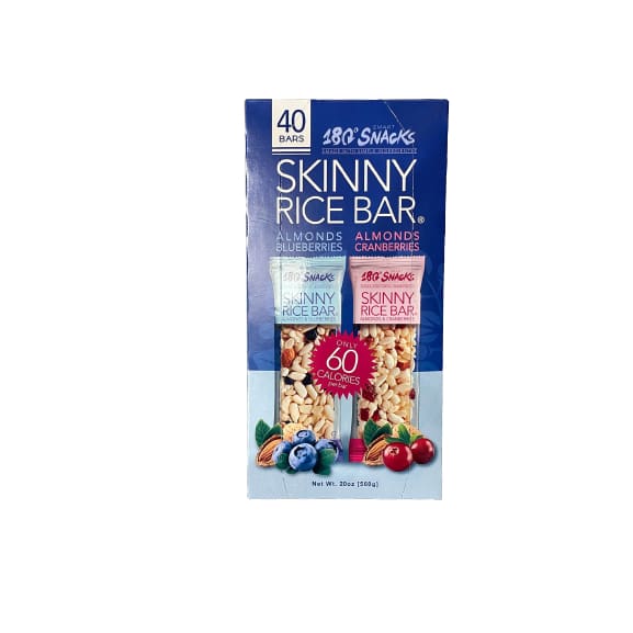 180 Snacks Skinny Rice Bar Almonds Blueberries & Almonds Cranberries 20 oz. - 180 Snacks