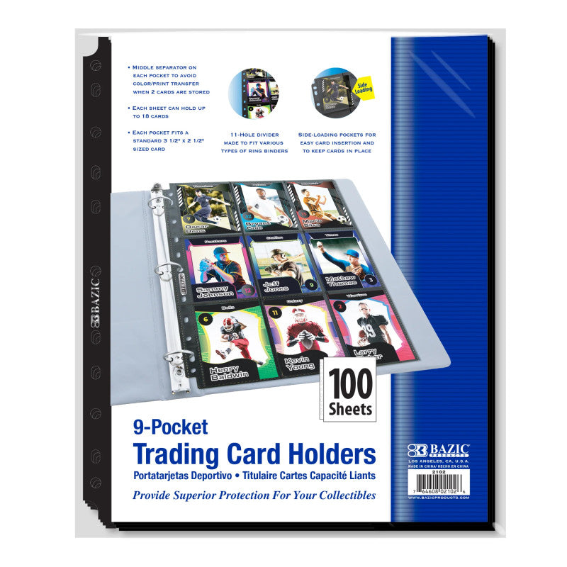 9-Pocket Trading Card Holders 100 Sheets