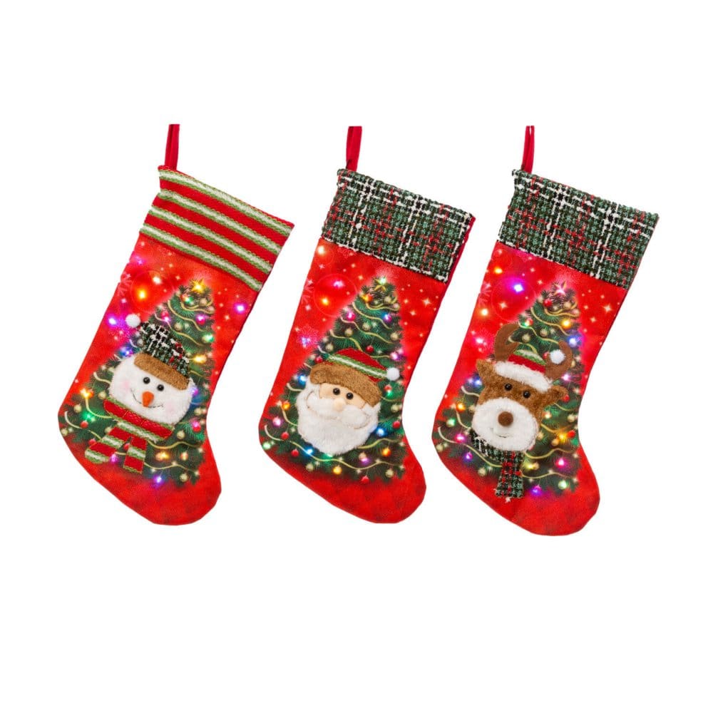 20 Lighted Stockings Set of 3 - Indoor Christmas Decor - ShelHealth