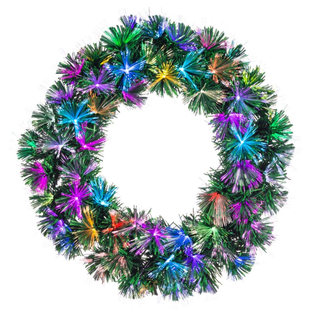 24 Pre-Lit Color Changing Fiber Optic Wreath - Indoor Christmas Decor - ShelHealth