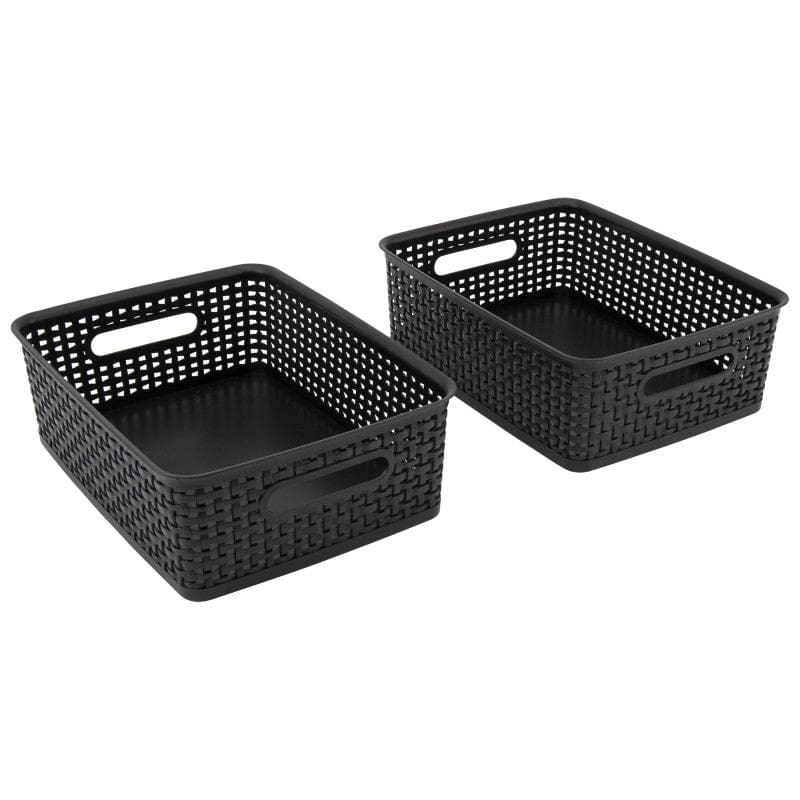 2Pk Black Plastic Weave Bins Medium - Storage Containers - Advantus