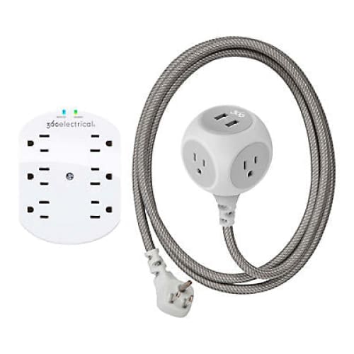 360 Electrical Habitat 2.4 6’ Extension Cord with Loft 6-Outlet Surge Protector - Home/Seasonal/Game Day/TVs & Home Theater/TV Accessories/