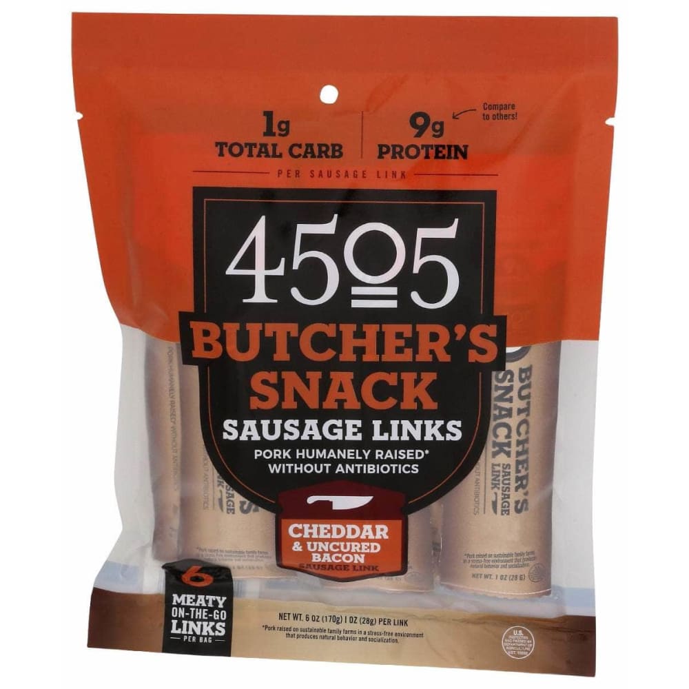 4505 MEATS Grocery > Snacks 4505 MEATS: Cheddar Uncured Bacon Sausage Link, 6 oz