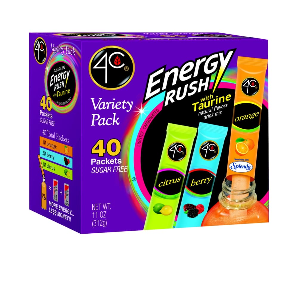 4C Energy Rush Flavored Powders Variety Pack 40 ct. - 4C