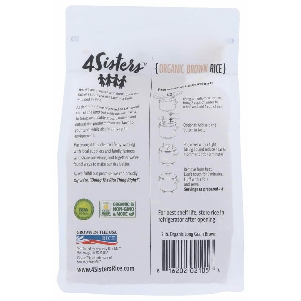 4SISTERS Grocery > Pantry > Rice 4SISTERS: Rice Brown Long Grain Org, 2 lb