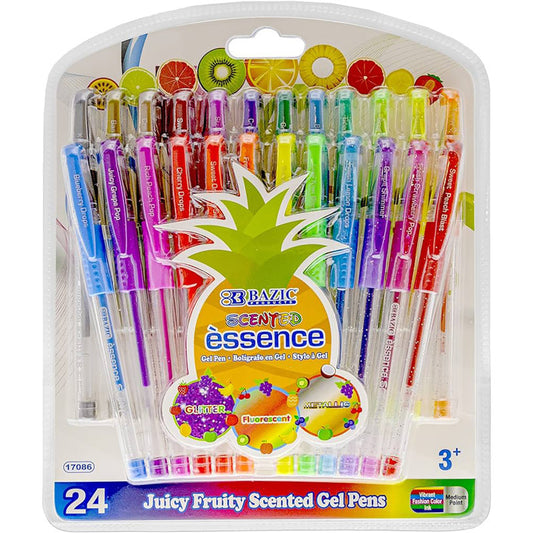 24 Scented Essence Gel Pen with  Cushion Grip (Pack of 6)