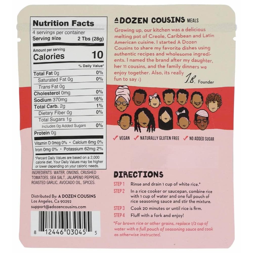 A DOZEN COUSINS Grocery > Cooking & Baking > Seasonings A DOZEN COUSINS: Mexican Red Rice Seasoning Sauce, 4 oz