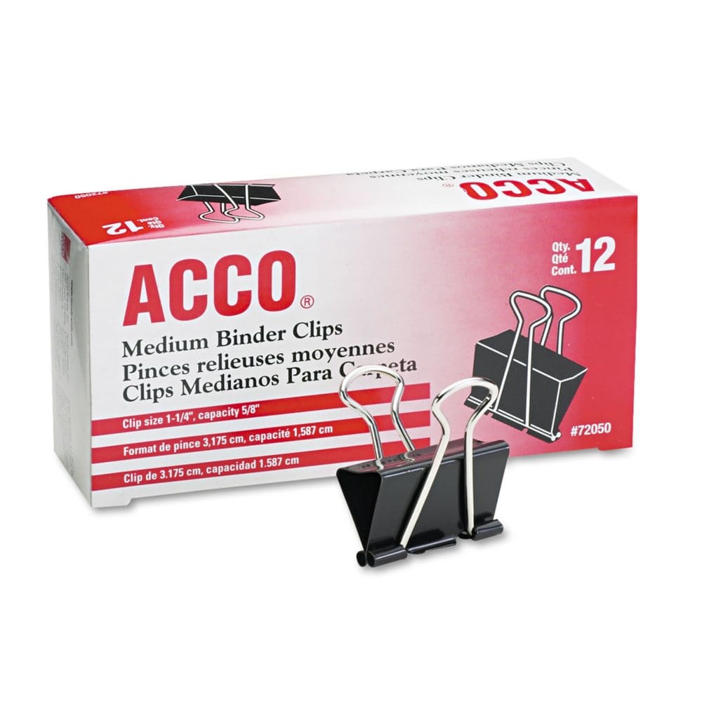ACCO - Binder Clips Medium - 12 Count (Pack of 6) - Desk Accessories & Office Supplies - ACCO