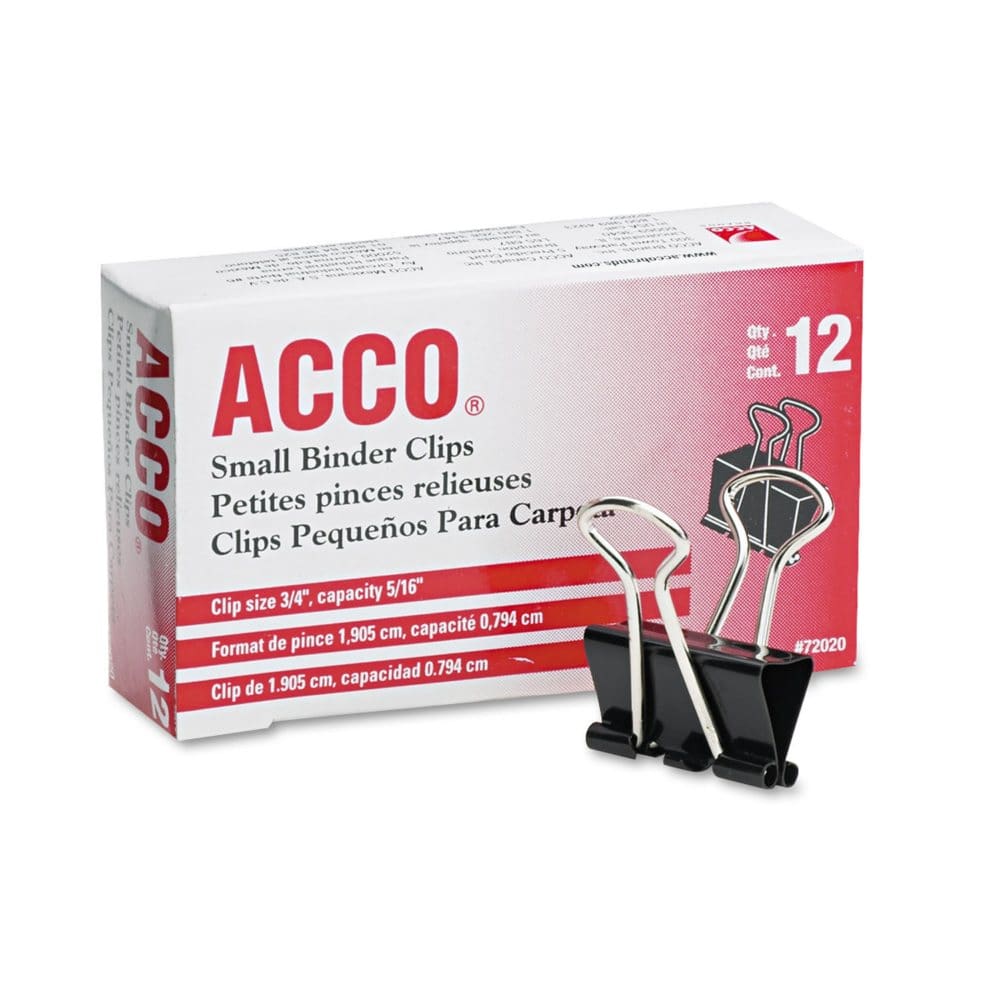 ACCO - Binder Clips Small - 12 Count (Pack of 6) - Desk Accessories & Office Supplies - ACCO