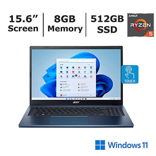 Acer Aspire 3 15.6 Touchscreen Laptop AMD Ryzen 5 Processor 8GB Memory 512GB SSD AMD Radeon Graphics - Home/Office & School