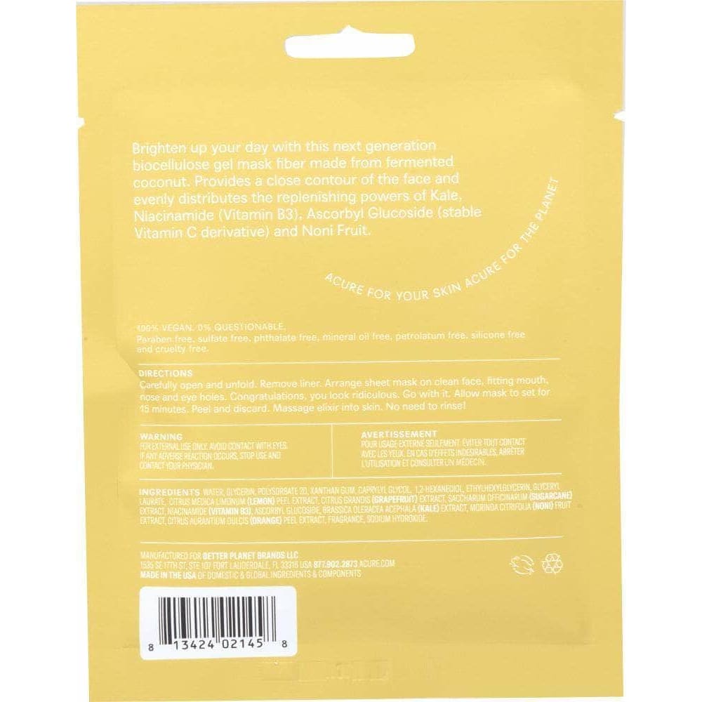 Acure Acure Mask Biocellulose Brightening, 1 ea