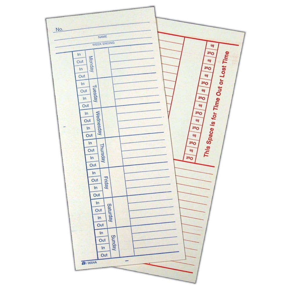 Adams 2-Sided Time Cards - 500 ct. - Time Clocks & Cards - Adams