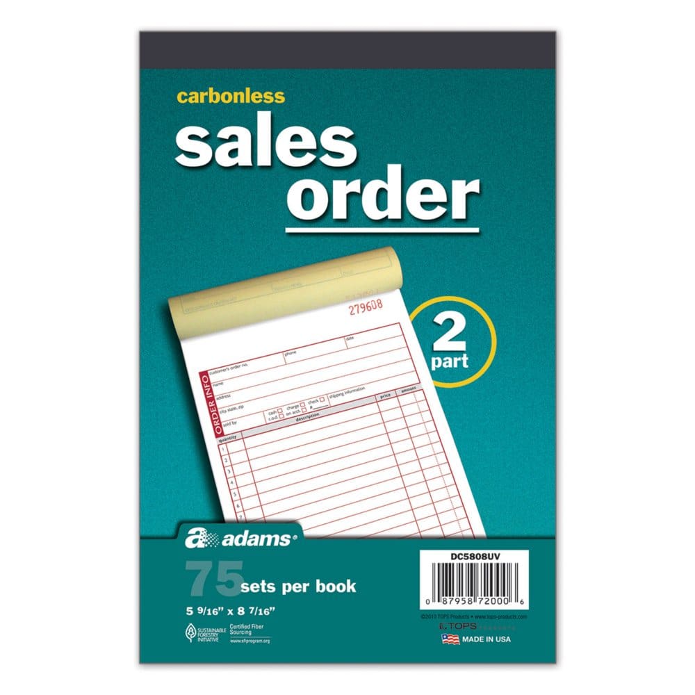 Adams - Carbonless Sales Order Book 75 Sets - 5 Pack - Technology Solutions - Adams