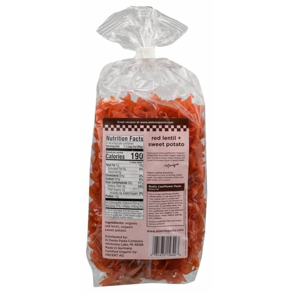 Al Dente Al Dente Red Lentil Sweet Potato Plant Based Pasta, 8 oz