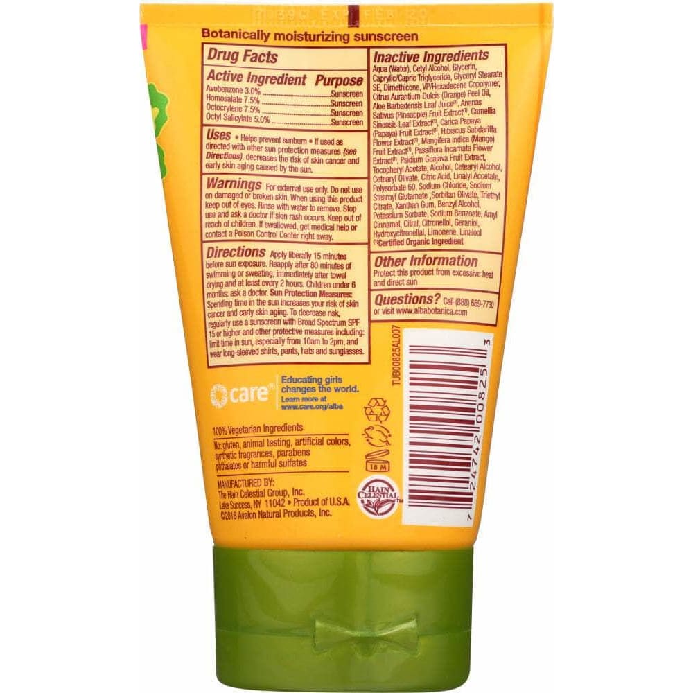 ALBA BOTANICA Alba Botanica Natural Hawaiian Sunscreen Spf 30, 4 Oz