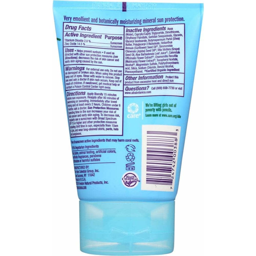 ALBA BOTANICA Alba Botanica Very Emollient Sunscreen Kids Spf 30, 4 Oz