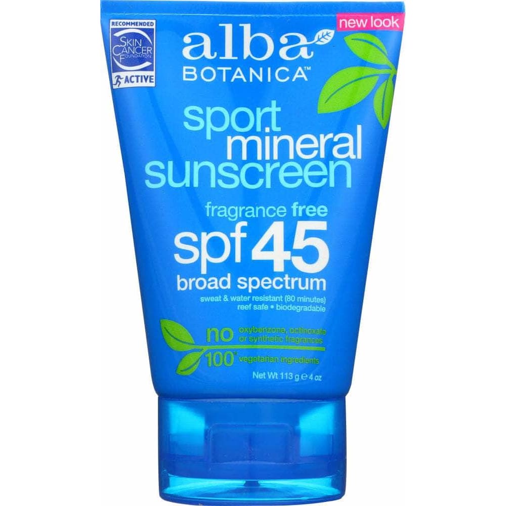 ALBA BOTANICA Alba Botanica Very Emollient Sunscreen Sport Mineral Protection Spf 45, 4 Oz