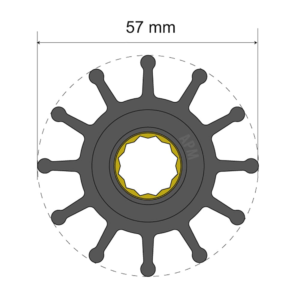 Albin Group Premium Impeller Kit 57 x 16 x 48.2mm - 12 Blade - Spline Insert (Pack of 2) - Marine Plumbing & Ventilation | Impellers - Albin