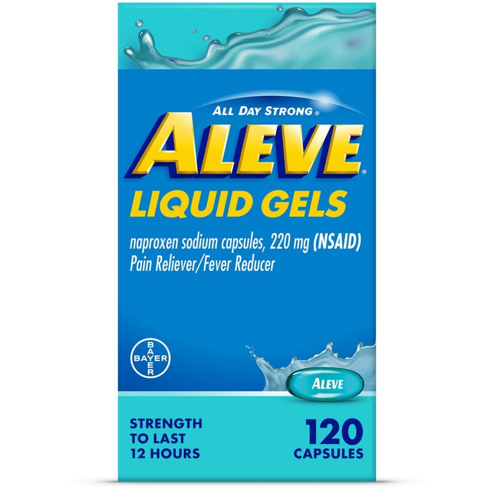 Aleve Liquid Gels Pain Reliever Naproxen Sodium Capsules (120 ct.) - Bayer® HSA & FSA Eligible Items - ShelHealth