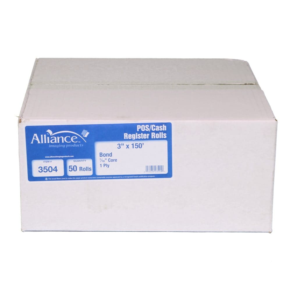 Alliance Bond Paper Receipt Rolls 3x150’ 50 Rolls - Copy & Multipurpose Paper - Alliance