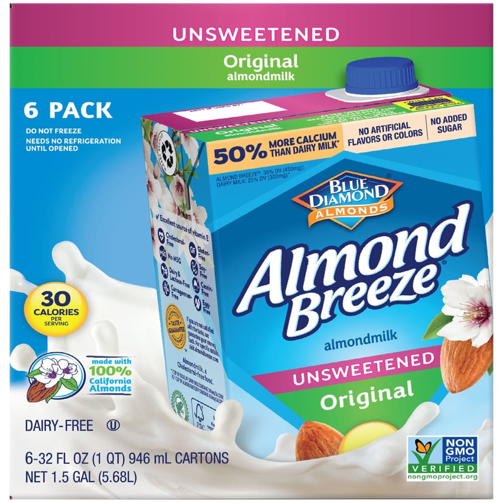 Almond Breeze Unsweetened Original Almond Milk 6 pk./32 fl. oz. - Home/Grocery Household & Pet/Beverages/Shelf Stable Beverages/ - Unbranded