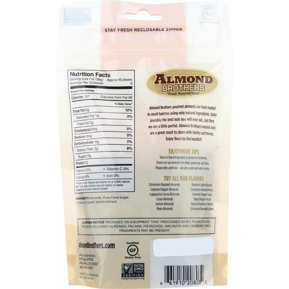 Almond Brothers Almond Brothers Almonds-Whole Cinnamon, 6 oz