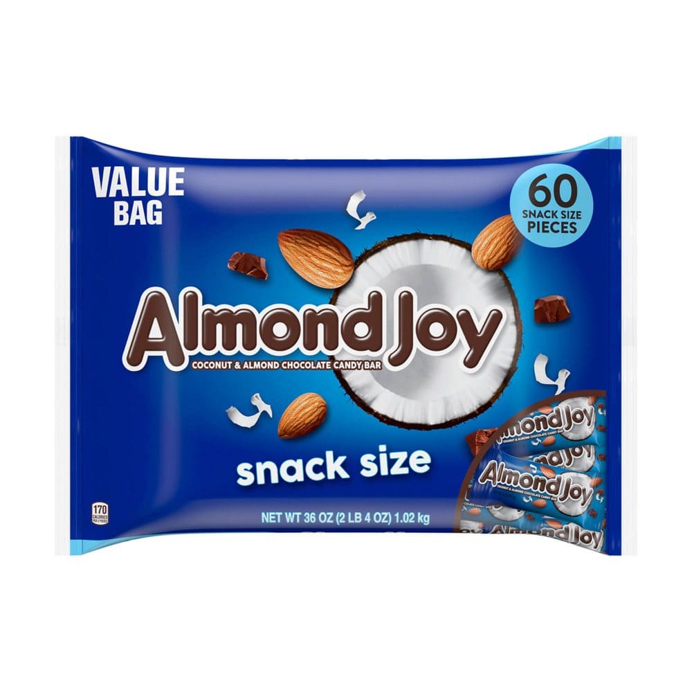 Almond Joy Coconut & Almond Chocolate Candy Snack Size Bar Value Pack Laydown Bag (36 oz. 60 ct.) - Chocolate Candy - ShelHealth