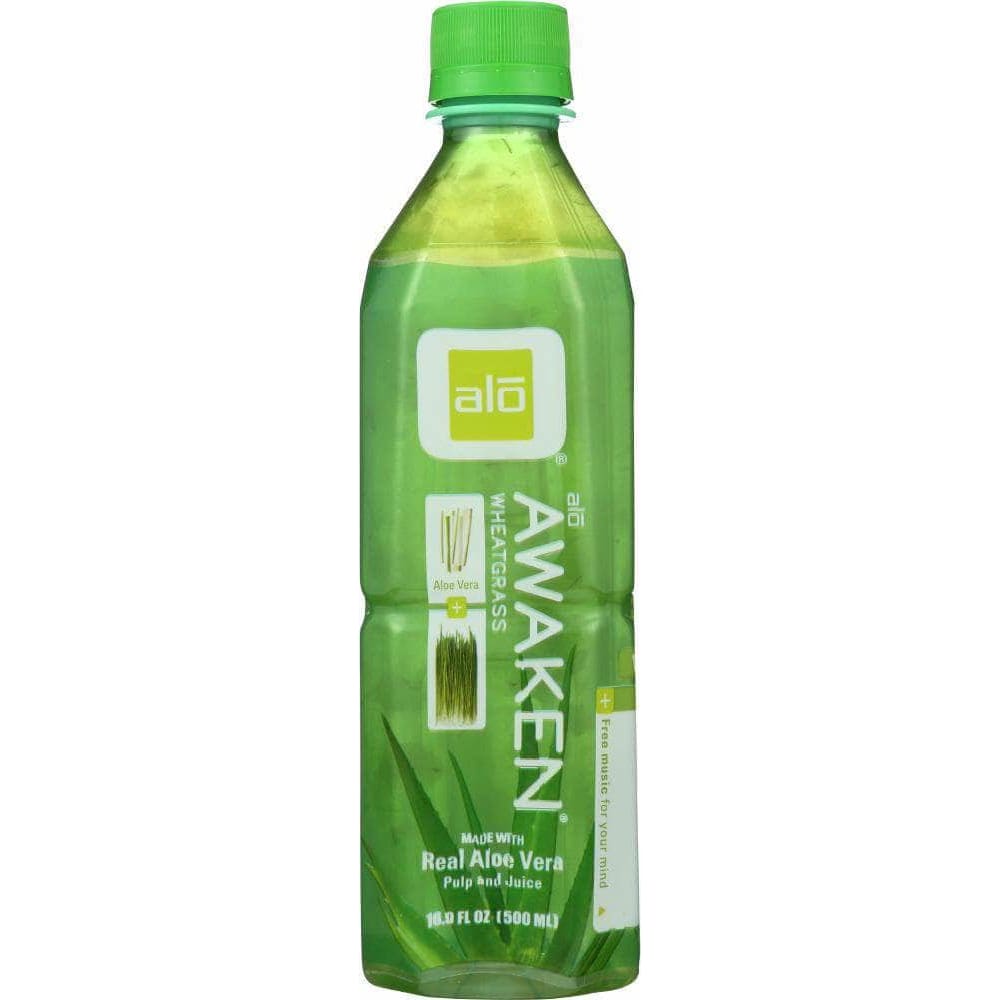 Alo Alo Awaken Wheatgrass Real Aloe Vera Drink, 16.9 oz