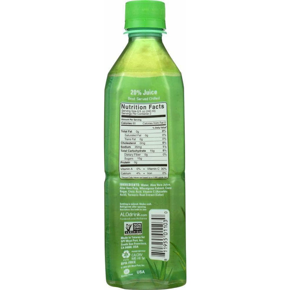 Alo Alo Awaken Wheatgrass Real Aloe Vera Drink, 16.9 oz