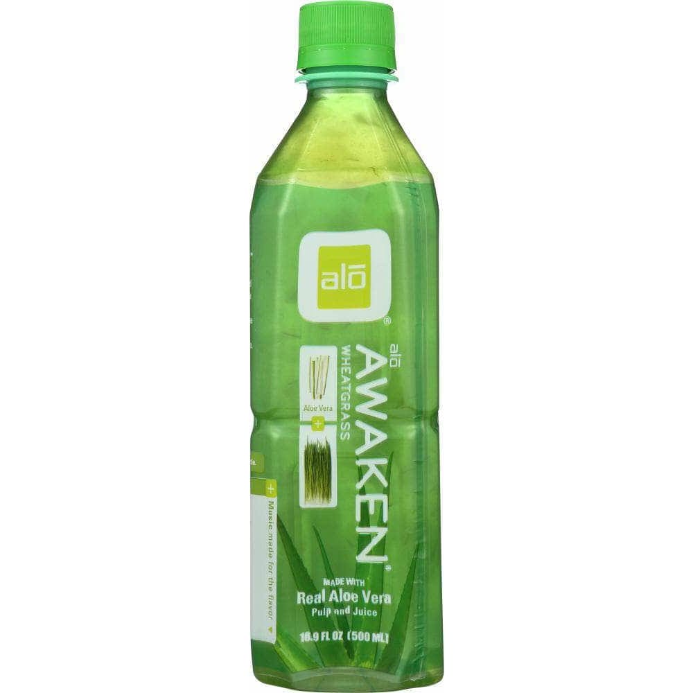 Alo Alo Awaken Wheatgrass Real Aloe Vera Drink, 16.9 oz