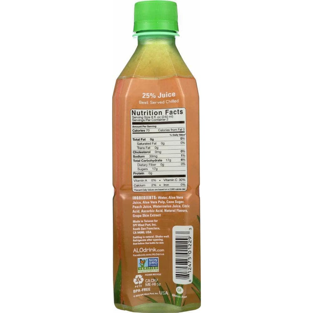 Alo Alo Comfort Watermelon & Peach, No Preservatives Or Additives Fat Free Drink, 16.9 oz