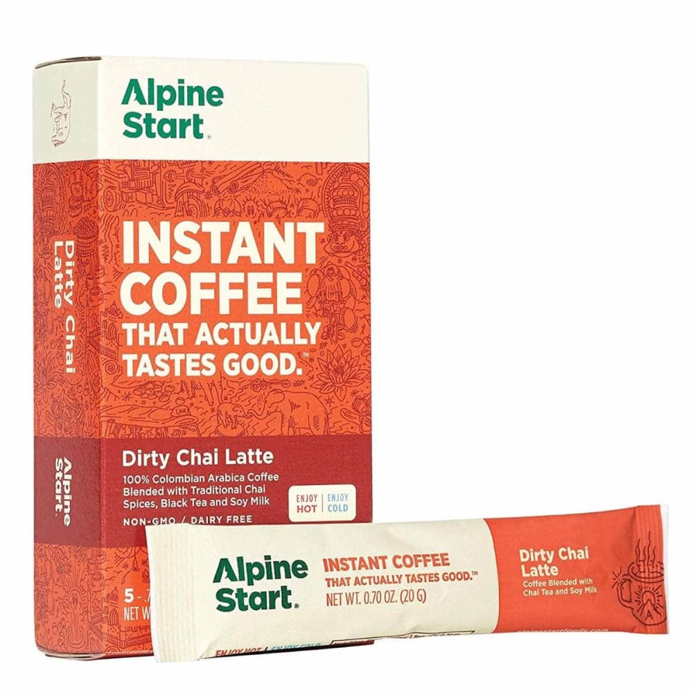 ALPINE START Grocery > Beverages > Coffee, Tea & Hot Cocoa ALPINE START: Dairy Free Dirty Chai Tea Instant Latte, 3.52 oz