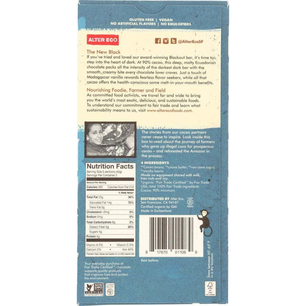 Alter Eco Alter Eco Chocolate Bar Super Blackout Organic, 2.65 oz