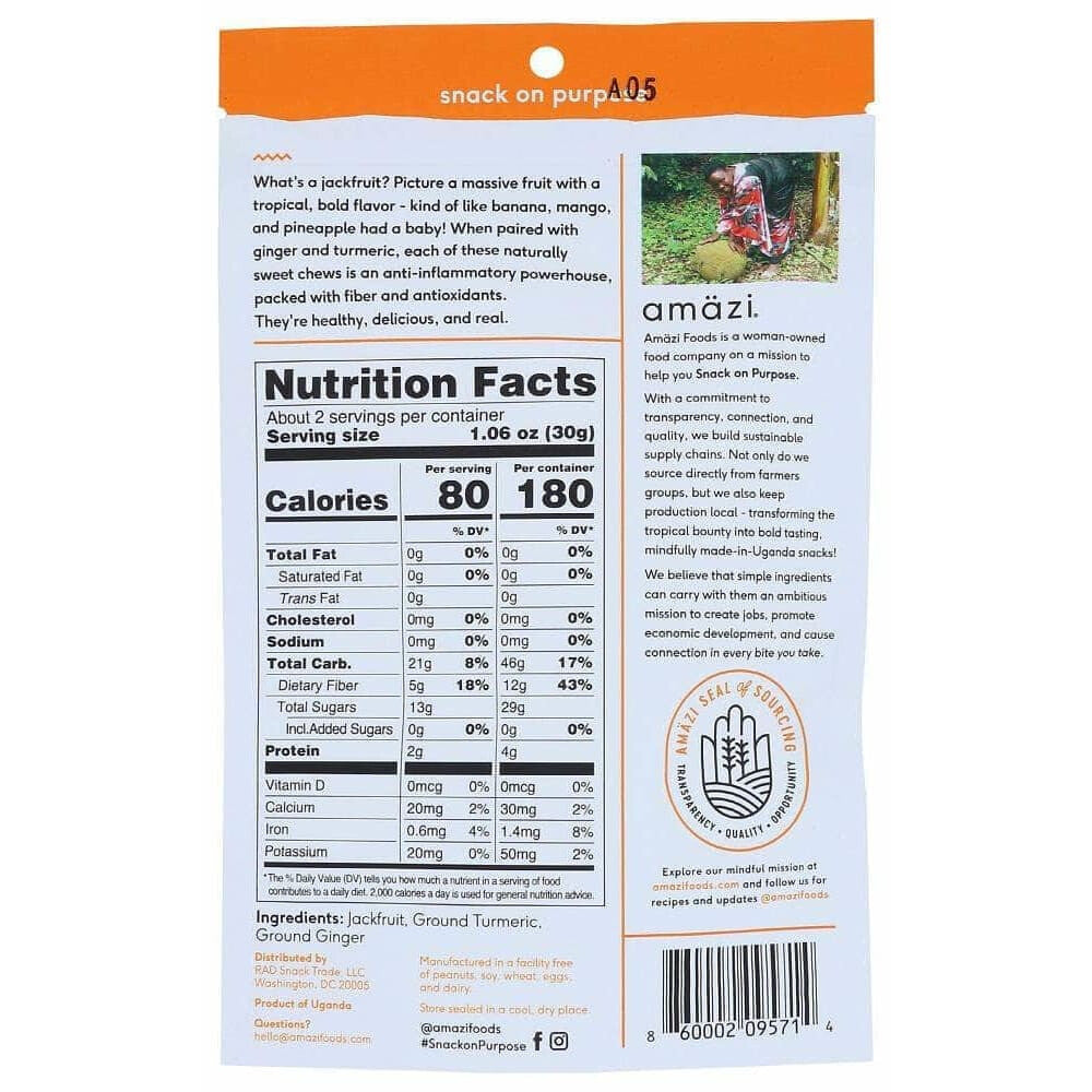 Amazi Foods Amazi Ginger Turmeric Jackfruit Chews, 2.30 oz